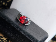 8 ct Natural Fire Garnet Sterling Silver Ring – Size 9 – product image 1