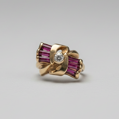 10K Yellow Gold Rhodolite Garnet & Natural Diamond Ring – Size 7 – product image 1