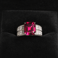5.12 ct Natural Loupe-Clean Umbalite Garnet & Lab-Grown Diamond Ring – 14K White Gold