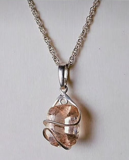 Morganite Cage Wrap Pendant Necklace