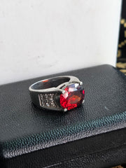 8 ct Natural Fire Garnet Sterling Silver Ring – Size 9 – product image 1