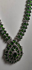 JTV Natural Chrome Diopside & White Zircon Sterling Silver Necklace