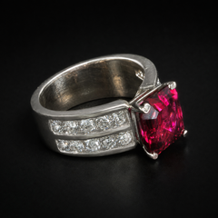 5.12 ct Natural Loupe-Clean Umbalite Garnet & Lab-Grown Diamond Ring – 14K White Gold