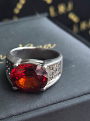 8 ct Natural Fire Garnet Sterling Silver Ring – Size 9 – product image 1