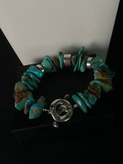 Chunky RLM Studio Robert Lee Morris Sterling Silver Turquoise Toggle Bracelet