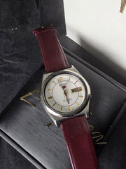 Seiko 5 Automatic Watch, Burgundy Leather Strap